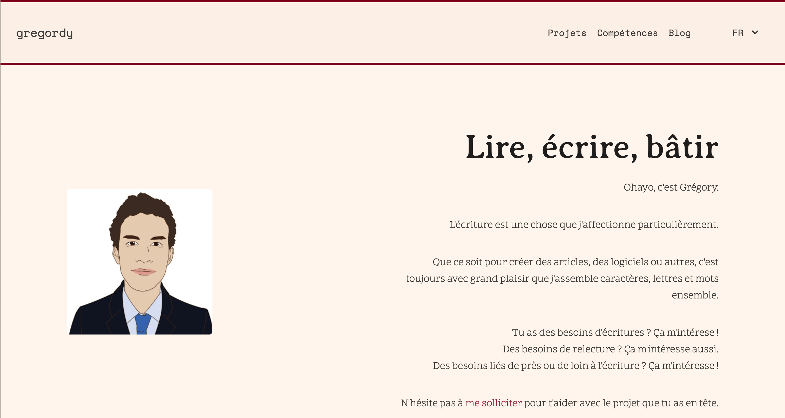 Image de la page d'accueil de la troisième version de gregordy.com