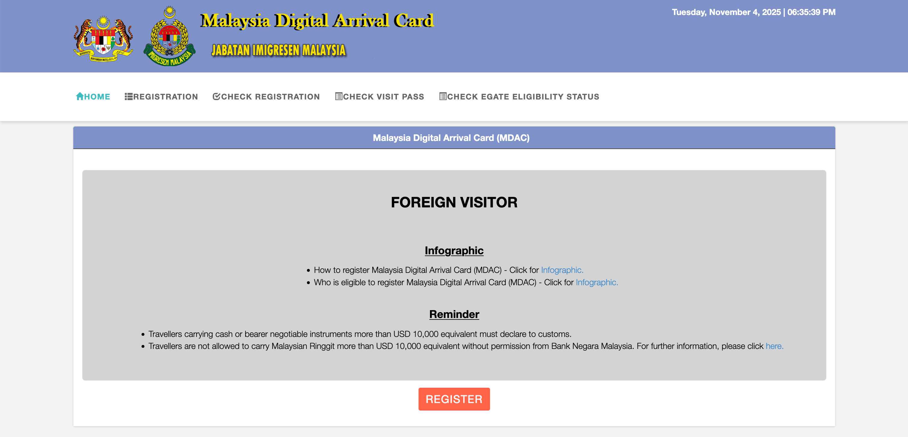 The pre-form page of the official MDAC page